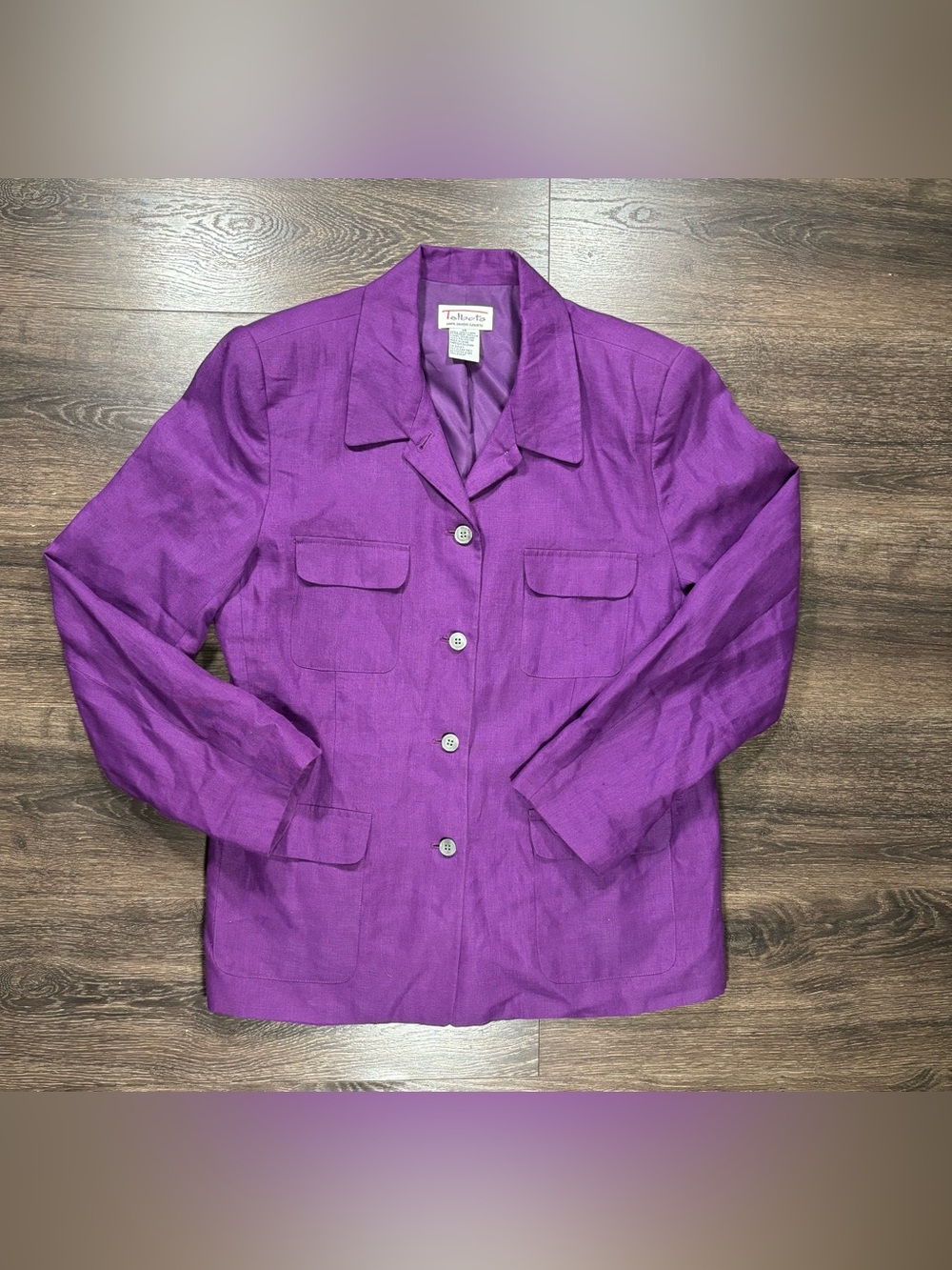 Talbots Purple Button-Front Irish Linen Blend Jacket Size 14